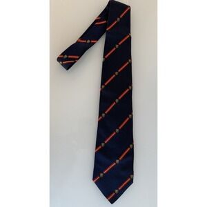 FACONNABLE 100% Silk Tie Hand Made ITALY Designer Blue Striped Logo NWT